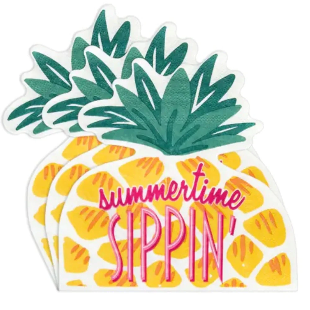 Assortment of tropical themed cocktail party napkins.